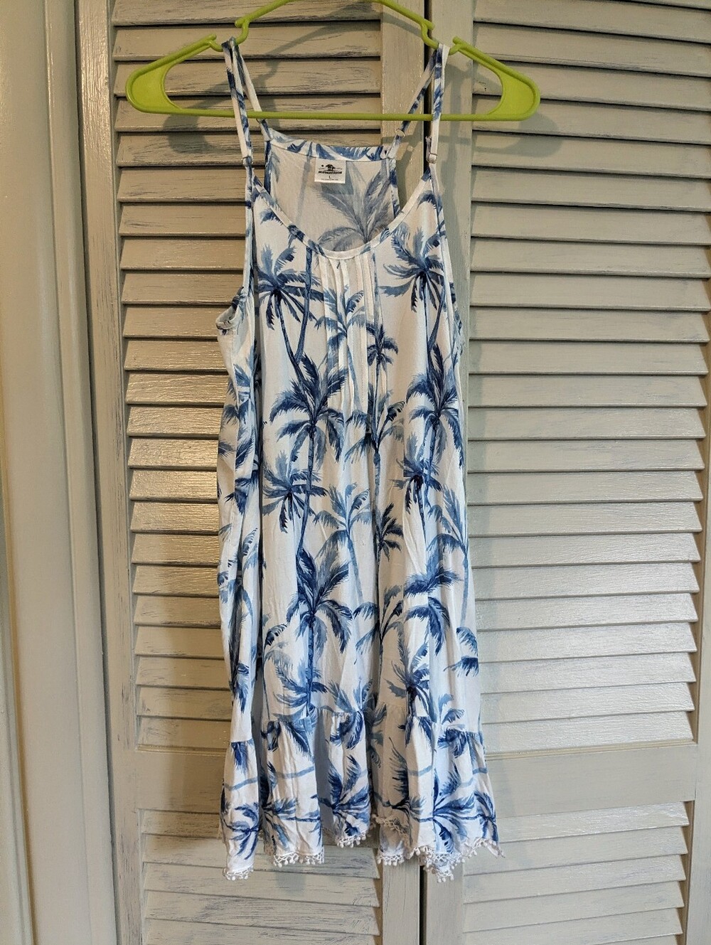 Sensations Women’s Blue white Palm tree tropical swimsuit cover-up dress